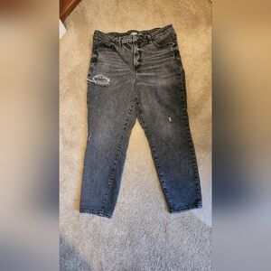 Old Navy OG Straight Distressed Ankle Jeans - Washed Black & High Rise, size 14